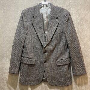 Savile Row‎ Tweed Sport Coat Brown Gray Glen Check Wool Camel Hair Blend Mens42L
